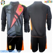 Camisa de time de futebol Espanha Goleiro Replicas 2º Equipamento Infantil Europeu 2024 Manga Comprida (+ Calças curtas)